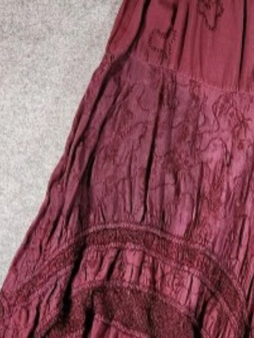 Coldwater Creek Boho Whimsical Fairy Tiered Skirt - Burgundy Medium - Picture 9 of 9